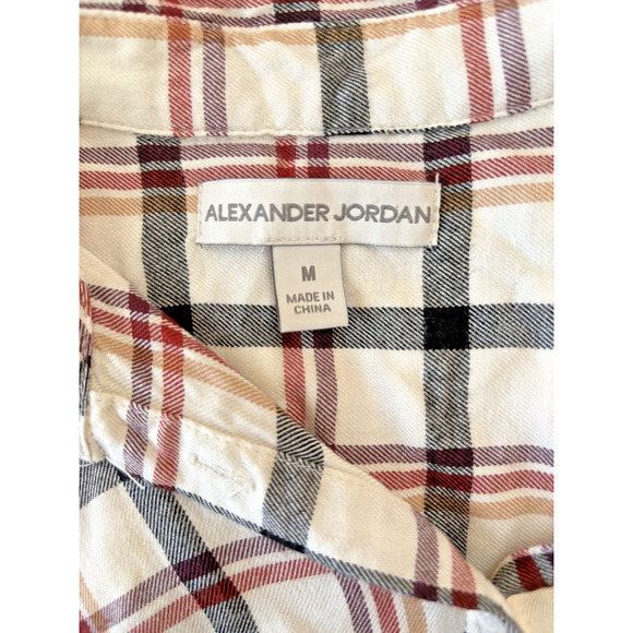 Plaid Button-Down Shirt - Alexander Jordan Womens Size M - Rayon Fabric button u - Picture 2 of 4